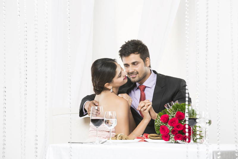 couple during romantic dinner date