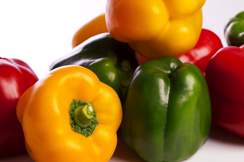 yellow,green and red coloured capsicums 