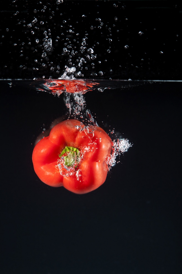 red capsicum in water 