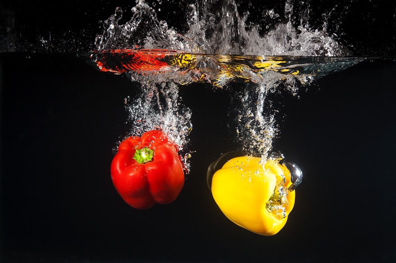 capsicums dipped in water 