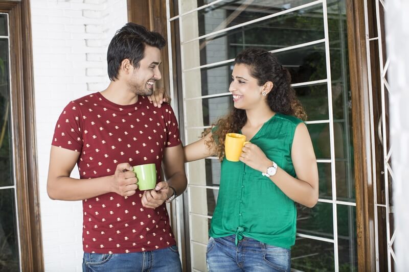 couple having coffee at home