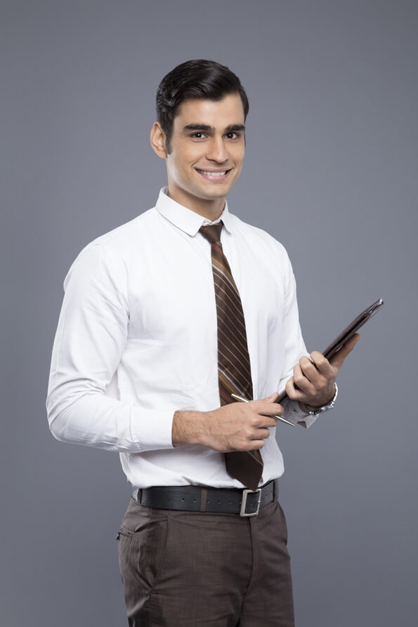 professionally dressed man with a file