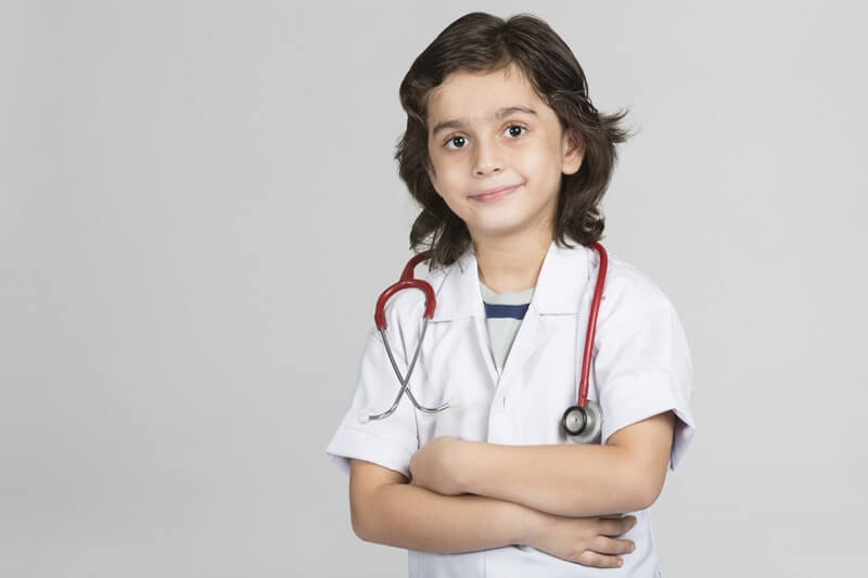 young girl portrayed as doctor