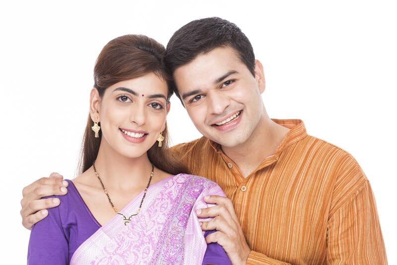 hindu couple smiling and posing 