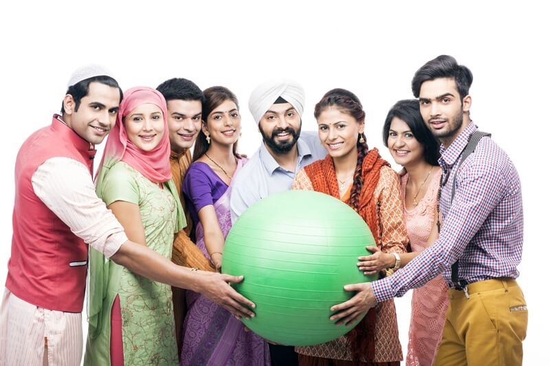 people from all religions with a ball