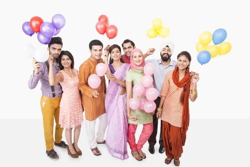 people posing with balloons