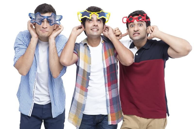 three friends wearing funky shades