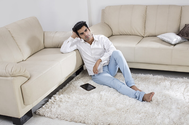 man relaxing at home