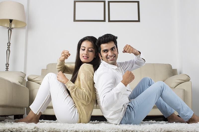 couple having leisure time at home 