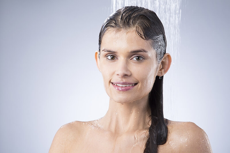 woman taking shower 