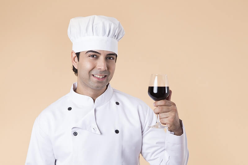 chef tasting wine 