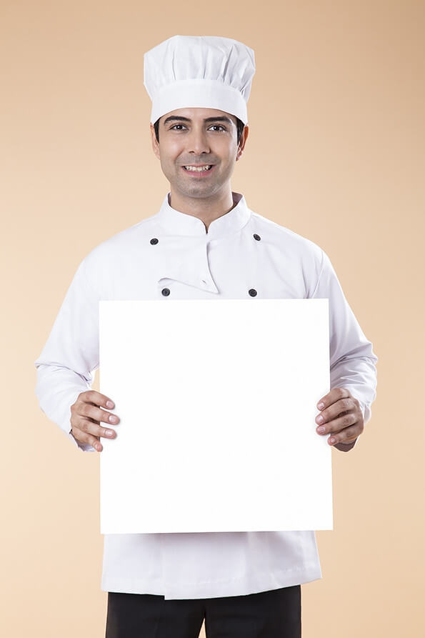 chef showing placard