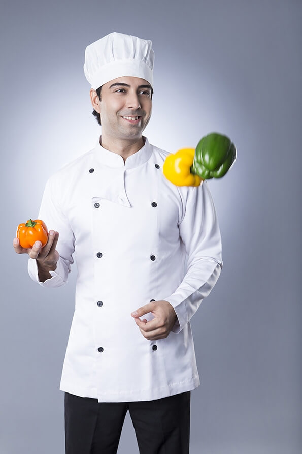 chef with capsicums 