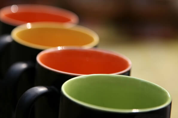 set of colourful mugs 
