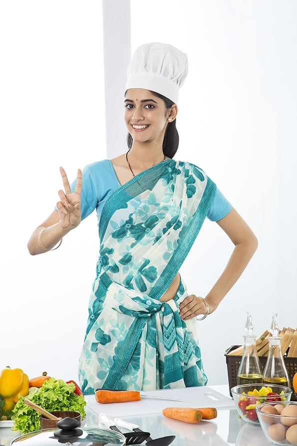 indian housewife gesturing 
