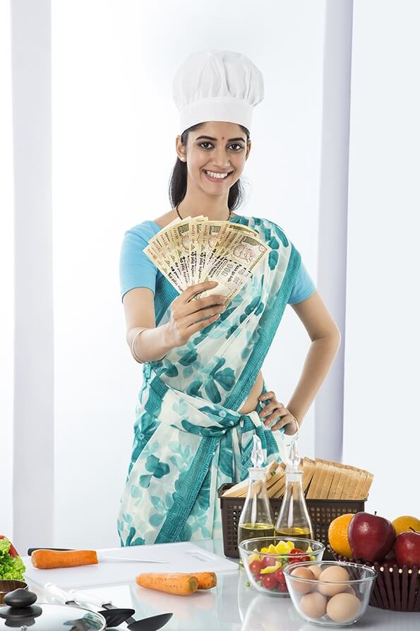 indian housewife with monthly allowance