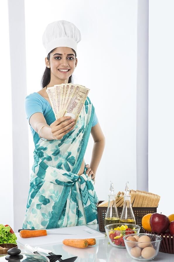 indian housewife with monthly allowance