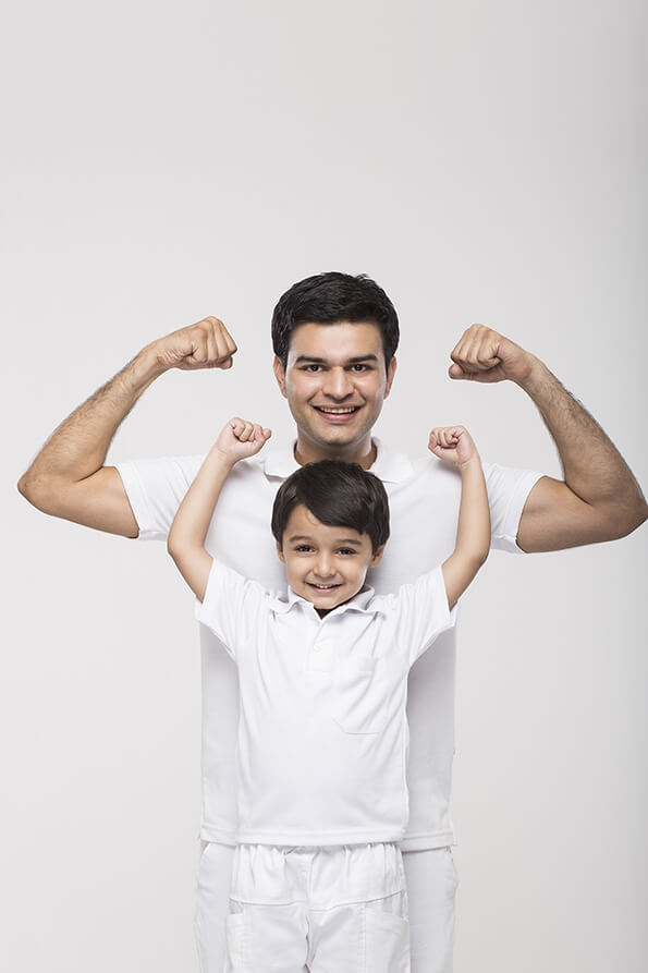 father & son fitness centers in same clothes