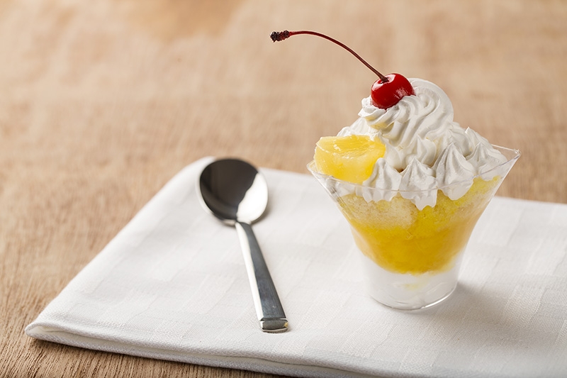 Sundae icecream with chantily cream on top with a red cherry